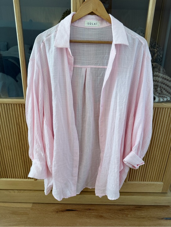Solaí The Label Tops - SOLAI Soft Pink Lightweight Button-Up Shirt